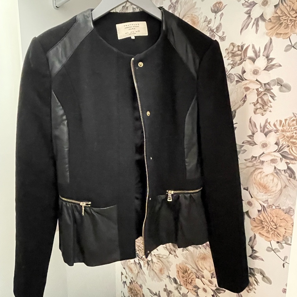 Black Jacket with Leather Accents